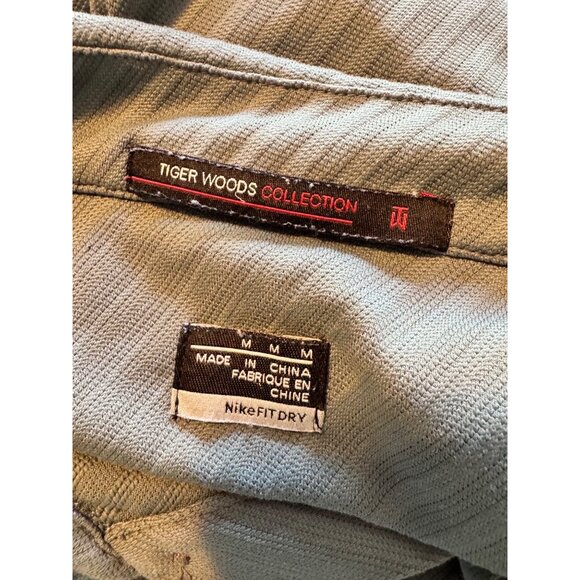 Tiger Woods Collection Size Medium Textured Green Nike Dry Fit Polo Men's Golf S - Picture 7 of 9